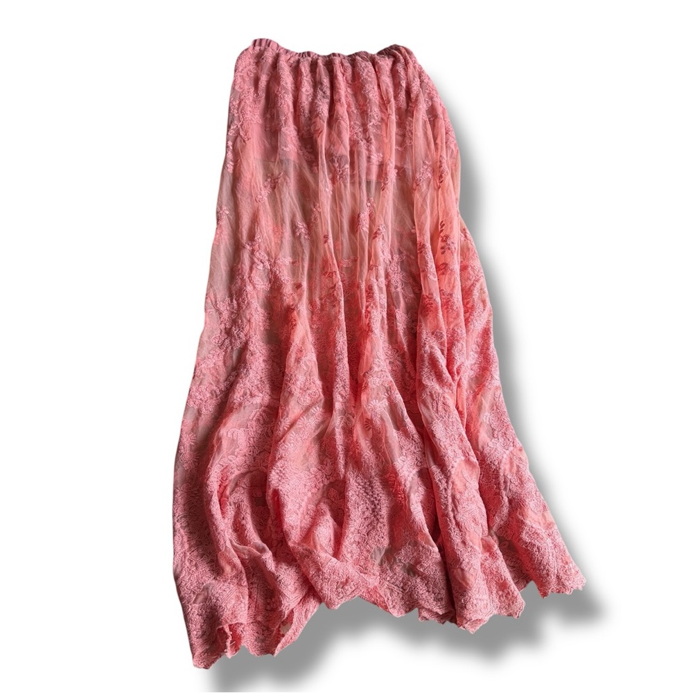 🍑 NWOT Entro Peach/Coral Lace Maxi Dress w/ lined Shorts - Picture 5 of 15